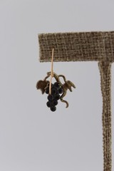 Vintage sterling silver and brass grape cluster vine earrings 1 1/8″ drop dangle