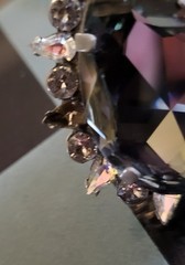 Vintage Sorrelli Smoky Gray Black Diamond Crystal Teardrop Necklace & Ring Set