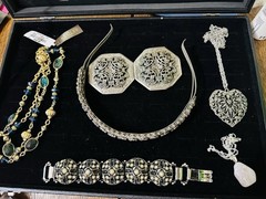 VTG Lot Of 6 Costume Jewelry Beautiful Items Victorian Belt Buckle NWT Carolee+