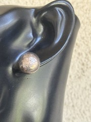 Vinyage Button Etched Domed Round Sterling Silver 925 Earrings #6