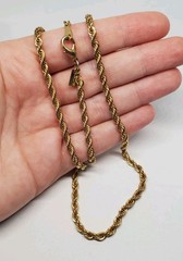 Vintage Revlon Gold Tone 3mm Rope Chain Necklace 24.5″