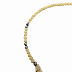 Tribal 1970s Bone Vintage Fringe Statement Necklace – Boho Ethnic Choker 16.5”