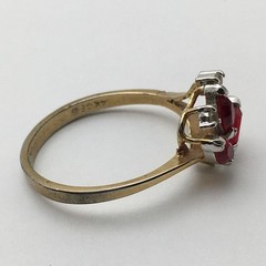 14k GE Gold Filled Red & Clear Stone Ring
