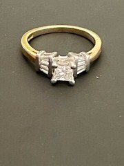 14KT Yellow/White Gold 0.60CTW Diamond Engagement Ring. Size 7 , (S181)