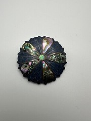 Vintage Sterling Silver Abalone Inlay Flower Brooch 4.5cm Signed HDA BB6