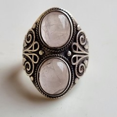 Vintage Ancient Victorian Ring Sterling Silver Quartz Stone Size 10