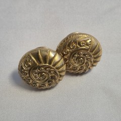 Shirt Studs Collar Stud Cufflinks 14k Gold Plated Very Fine Repouse Nautilus
