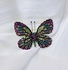 PURPLE MULTI-COLOR RHINESTONE BUTTERFLY BROOCH PIN~MOTHER’S DAY BIRTHDAY GIFT