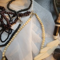lot of carved bovine bone jewelry vtg or antique Necklace Earrings India organic