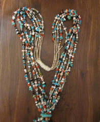VTG. SW 5 STRAND BEADED NECKLACE W/JACKLAS, & SQUAW WRAP 23 ” LONG