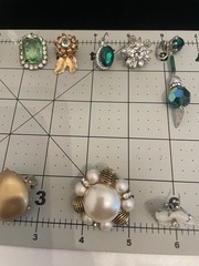 VTG EARRING LOT CLIP PIERCED Lucite Glass Rhinestones 1Pair Sterling Back SEE#15