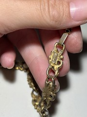 Vintage LJM Gold Victorian Revival Milk Glass Stone Bracelet 6.5”