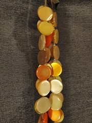 Groovy 52″ Yellow Orange Plastic Button Necklace Swinging 60-70s Possibly Lucite