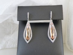 Vintage Sterling Silver 925 Champagne Drop Dangle Earrings