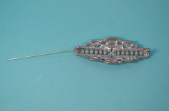 Art Deco Beauty Pot Metal Domed Pave Brooch/Pin 2.9″