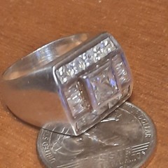 Vintage Sterling Silver Cz Mens Ring Chunky Square 925 Size 11.25 Multi Gems