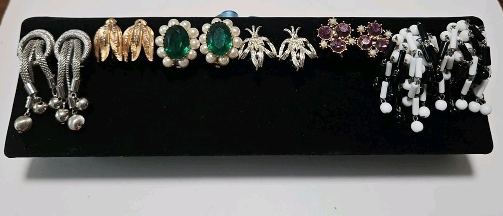 Stunning Lot Clip-On & Screwback Rhinestone Earrings High Quality 50s-60s