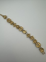 Vintage Signed SP CHRISTMAS BRACELET Sliding Charm Enamel Gold-Tone AVON 7”