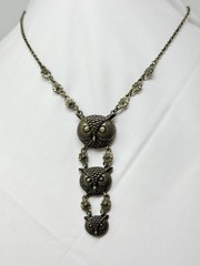Beautiful Antiqued Bronze Colored Three Owls OWL Pendant 16-18″ Necklace