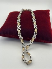 VTG 925 Sterling Silver Gold Vermeil XO Link 15.5” Chain Necklace Mexico 55g