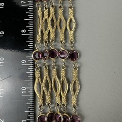 Vintage Necklace Gold Tone Multi Strand Purple Rhinestone Statement 25″
