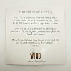 John Wind Necklace Lariat Waldorf Astoria Maximal Art Chandelier Crystal NYC COA