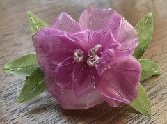 Vintage Authentic Portuguese FISH SCALE FLOWER Brooch Pin Santo Amaro Pico EUC