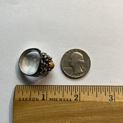 Vintage Men’s Sterling Silver Brutalist Tigers Eye Ring Modern Design Sz. 9.5″