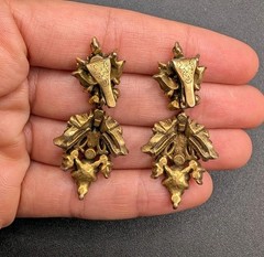 Vintage HOLLYCRAFT 1950 Signed Dated Pastel Rhinestone Brooch Clip Earrings Set