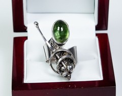 925 Silver Vintage Designer Ring 5.50 ct Natural Green Tourmaline Handcrafted