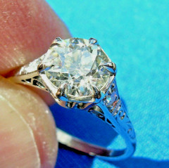 Original EARTH MINED DIAMOND ART Deco Engagement Ring Vintage Platinum Solitaire
