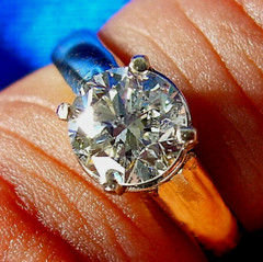 EARTH MINED DIAMOND Deco Engagement RING Vintage Estate Solitaire SOLID 14K GOLD
