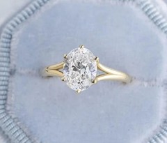 2CT Oval Cut Lab Created Diamond 14K Yellow Gold FN Best Ring For Engagement