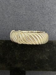 JUDITH RIPKA Sterling Silver Cubic Zirconia Cable Twist Wide Cuff Bracelet; 75g