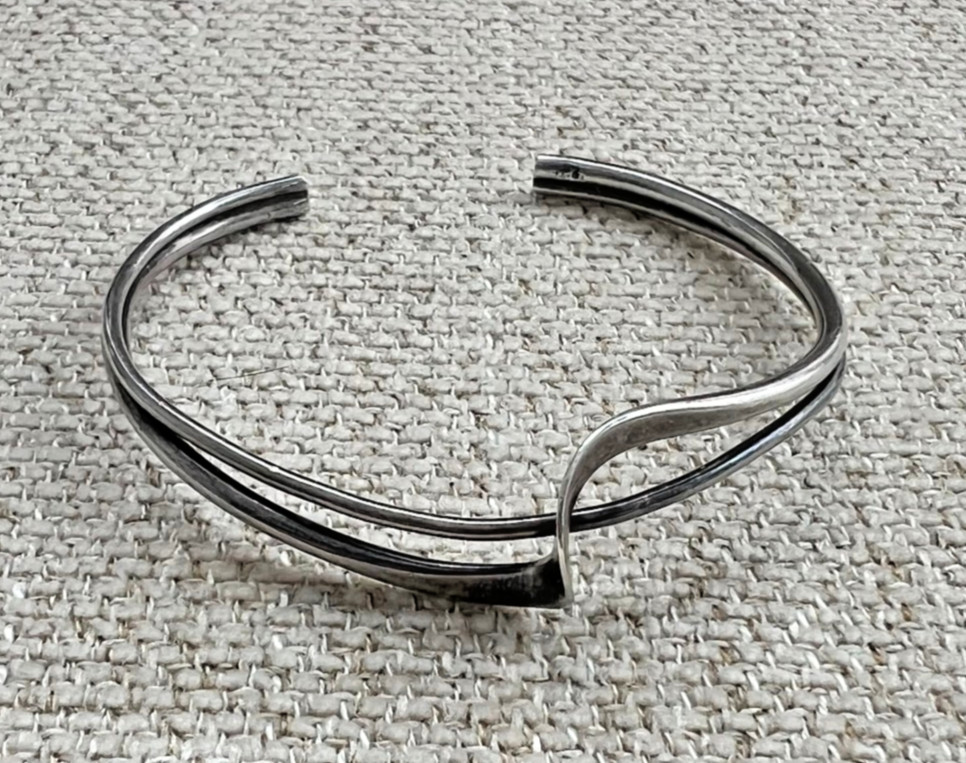 Vintage Sterling 925 Silver MODERNIST Twist Cuff Bracelet 6.5 adjustable 11.23g