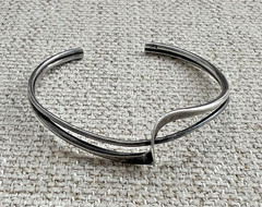 Vintage Sterling 925 Silver MODERNIST Twist Cuff Bracelet 6.5 adjustable 11.23g