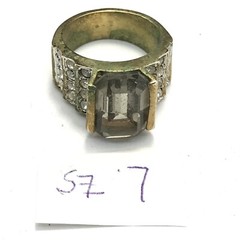 Vintage Gold Plated Smokey Grey Aust & Clear Crystals Unique Ring varied sizes