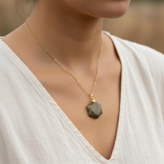 Tiger Eye Hexagon Pendant Necklace: Natural Healing Crystal Gemstone