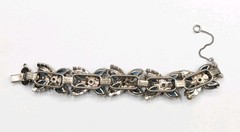 Juliana D&E Five 5 Link Rhinestone Bracelet Blue Navette Flower Accent Ref 6275
