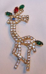 VINTAGE Rhinestone Reindeer Pin/Brooch-Estate Jewelry