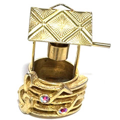Vintage Jewelry Pendant Necklace Gold Pink Music Articulated Wishing Well 19
