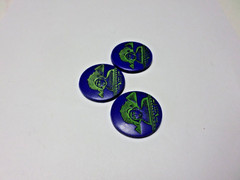 Vintage Czech Egyptian Revival Blue Lapis Glass Sphinx Round Cabochons Cabs 32mm