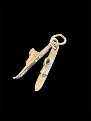 Vtg Sterling Silver Snow Ski Charm 925