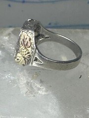 Black Hills Gold Ring onyx horse leaves cowgirl band sterling silver size 6 wome