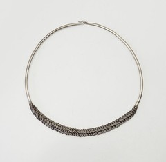 Latvia handmade vintage 875 silver ethnic traditional woven style necklace