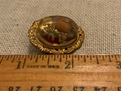vintage cherub cupid dried rose flower pin ornate frame pin brooch 40s 50s