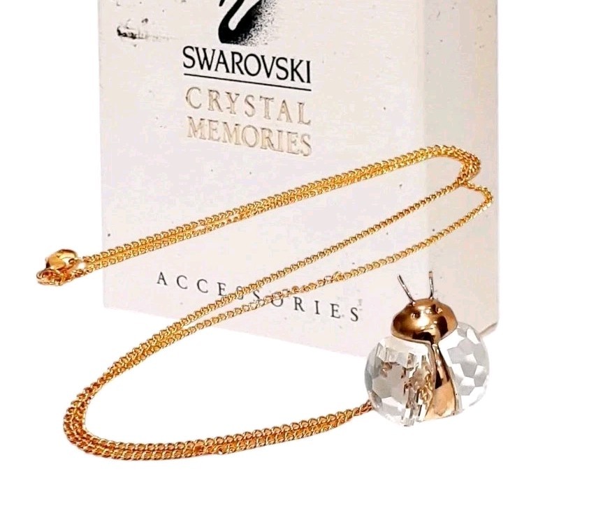 Vintage Swarovski Crystal Memories Lady Bug Pendant/Necklace SEE DESCRIPTION