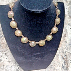 Vintage Style Georgian Collet Necklace 17″ Olive Green Iridescent Anna Wintour
