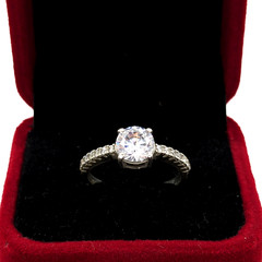 Vintage Elegant RING Silver 925 with Bright Stone -size: 8.5US (18.5mm)| UA #57