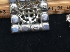 Weiss Clear Rhinestone 3 Layer Brooch And A Pair Of Rhinestones Clip Earrings